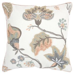 Rizzy Home - 20"x20" Oversize Floral Leaves Square Throw Pillow Natural